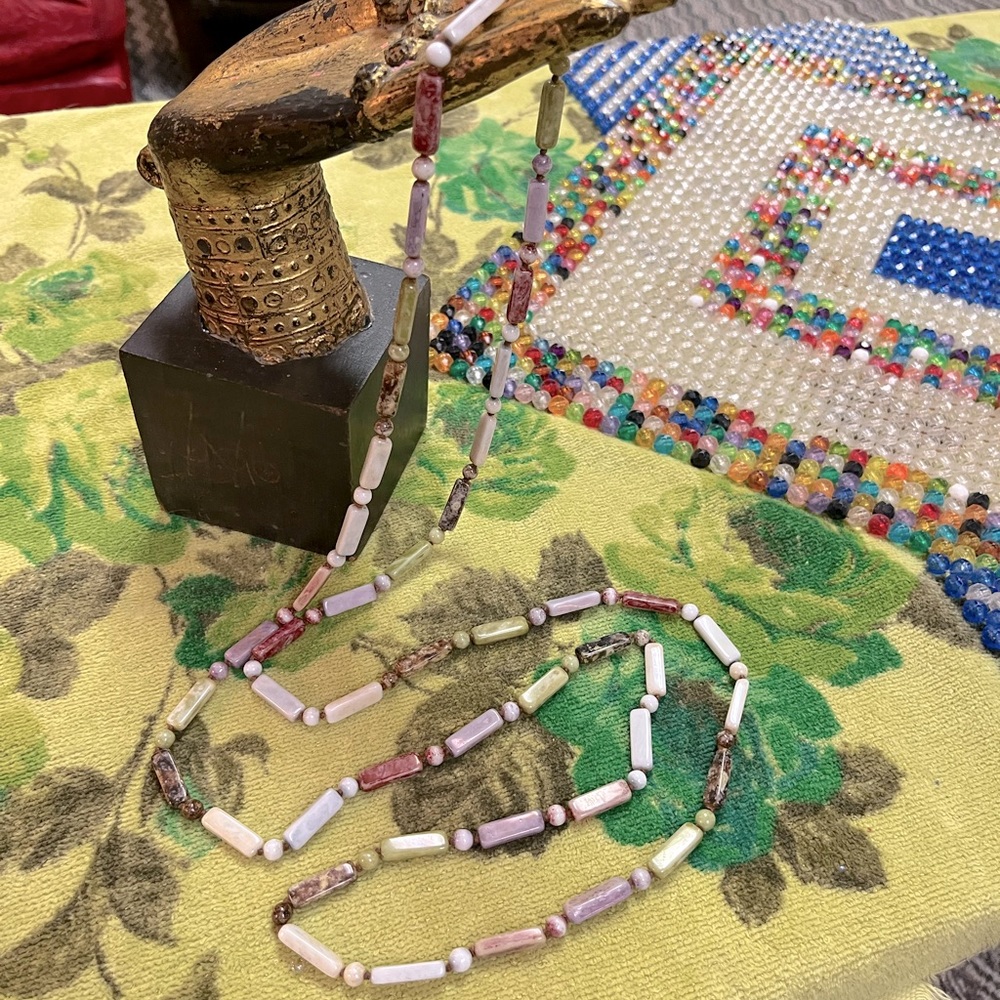 Vintage Multicolor Pastel Beaded Long Necklace